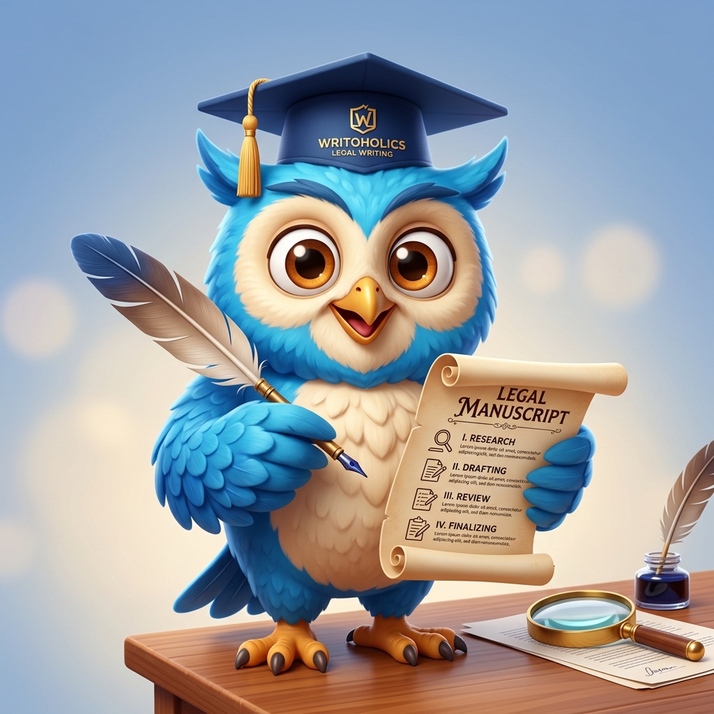 Writoholics Legal Content Writing Process 3D Owl Mascot
